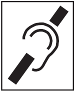 Well recongnised deaf symbol of an ear outline with a line through it as a visual alert that this leaflet is about deafness